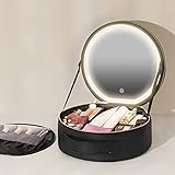 Professionelle Makeup Organizer Tasche Schminktasche Train Case, Mit Schminkspiegel Kulturbeutel...