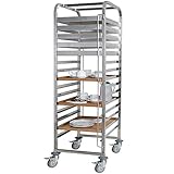 Tablettwagen/Abräumwagen aus Edelstahl, für 15 Tabletts oder Backbleche, BxTxH 620x470x1735 mm, 4...