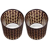 PAMINGONO Glas Teelichthalter 2 Stück mit Muster Dickes Glas Transparenter Kerzenhalter für...