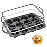 POPYEAH Silikon-Muffinformen zum Backen, handwerkliches Metall-Finish, verstärkter Stahlrahmen für...