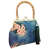 TOYANDONA Vintage Handtasche Damen Luxus Jacquard Kiss Lock Handtasche Chinesischem Stil für...