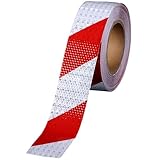 LLMtn klebeband reflektierend 5cmX25M Selbstklebend Klebeband Rot Weiß Warnaufkleber Reflektorband...