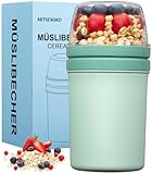 Mitsemmo Müslibecher to Go 600ml+270ml,Joghurtbecher to Go Kinder mit Löffel,Müsli Cup Cornflakes...