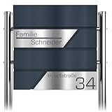 Graviers Design Briefkasten in Anthrazit RAL 7016 mit Standfuß freistehend - Postkasten Edelstahl...