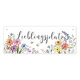 Blumenwiese Metallschild mit Spruch Lieblingsplatz Deko für Garten Balkon Bienen-...