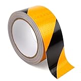 Reflektierendes Klebeband Gelb Schwarz 10m x 5cm Wasserdichtes Reflektorband Selbstklebend Warnband...