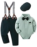 Amisssz Baby Jungen Gentleman Anzug, 4tlg Kinder Hochzeit Festlich Taufe Strampler mit Bowtie Hemden...