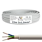 NYM-J 3x1,5 mm² 15m Mantelleitung Installationskabel Stromkabel nach DIN VDE 0250 M137