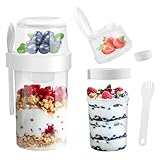 KEWUZY MüSlibecher To Go 760ml+230ml, Jogurtbecher mit Löffel für Unterwegs, Praktischer...