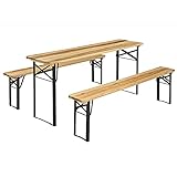 Juskys Bierzeltgarnitur Bichl 3-teilig & klappbar 170x46x77 cm - Gartenmöbel Set Biertisch & 2...
