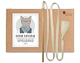 Premium Katzenangel mit Buchenholz-Stab und beigem Baumwollband. In Deutschland von Hand und mit...