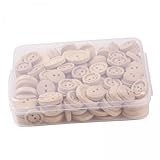 F Fityle 10x 150 Pcs Holz Flatback Tasten (20mm/15mm) Beige Schneidern Taste Handgemachten mit Liebe...