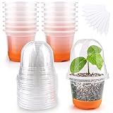 Kalolary 15 Stück Klare Anzuchttöpfe mit 15 Feuchtigkeitskuppel, Blumentopf aus Kunststoff...