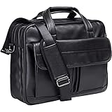 seyfocnia Kuriertasche, Reisetasche, Aktentasche, Leder, handgefertigt, Laptoptasche, Schwarz , 17.3...