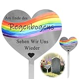 Wapasezyar Grabschmuck Wetterfest Herz aus Stahl Grabstecker Personalisiert Edelstahl Grabstein Grab...