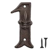 Vandicka Hausnummer aus Gusseisen - Landhausstil, Adressnummernschild, Antikbraun, Rost-Finish mit...