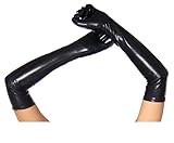 krautwear® Damen Lange Glänzende Wet Look Leder-Optik Handschuhe Abendhandschuhe ca. 53 cm lang...