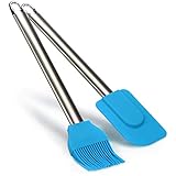 COM-FOUR® 2-teiliges Back-Set mit Teigschaber und Kuchenpinsel aus Silikon - Teig-Spatel für die...