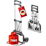 ATHLON TOOLS Aluminium Transportkarre klappbar TÜV geprüft – Langer Teleskopgriff 110 cm,...