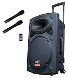 Mobile PA Sound Anlage Akku-MP3-USB-SD inkl. Funkmikrofone 700W Soundsystem E-Lektron EL30-M...