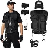 Ulikey SWAT Kostüm Weste, SWAT Weste Herren, Polizei Kostüm Herren für Erwachsene, Security...
