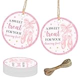 Ballerina-Dankeschön-Tags, rosa Ballett-Hausschuhe, Partygeschenke, rosa Schleife, Tanz,...