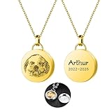 Liskanap Personalisiert Haustiere Urnen Kette mit Foto/Name Gravur Hund Katze Tierhaar Anhänger...