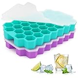 Azyh Eiswürfelformen für Gefrierschrank mit Deckel, 37 Fächer, Silikon-Eiswürfelform mit Deckel...