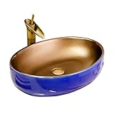 Bathroom Sink Keramik über Oval Bad Waschbecken, 21.6 'L x 15,7' W x 5,5 'H Künstlerische...