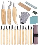 JOFLVA Holz Schnitzwerkzeug Set, 22PCS Holz Schnitzmesser mit Schleifsteine, Professional...