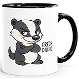 MoonWorks® Kindertasse mit Tiermotiv Keramiktasse für Kinder mit Spruch Pfiffikus Schlitzohr...