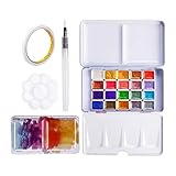 Tragbares Aquarellfarbenset - Solide Aquarellpalette mit 20 Farben, Reise-Aquarell-Malset |...