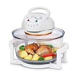 TZS First Austria - Halogenofen 1200-1400W aus Glas & Edelstahl - Minibackofen mit Umluftfunktion &...