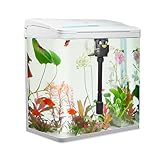 VIALIA Aquarium Komplettset mit LED-Beleuchtung, Pumpe und Filter, 38x24x43 cm, 30 Liter, Weiß,...