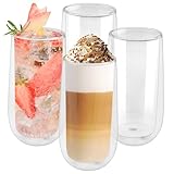Shodiffy Doppelwandige Latte Macchiato Gläser,4er Set 270 ML Cappuccino Tassen Kaffeetassen Glas...