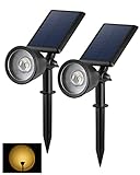 BLOOMWIN 2 Stk. Solar Gartenstrahler Warmweiß Projektorlampe, Solarstrahler mit Erdspieß für...