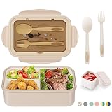 LUZOON Lunchbox, Bento Box Brotdose Erwachsene 1400ml mit 3 FäChern für Kinder inkl. Besteck,...