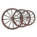 Milisten 3 Stück Teiliges Vintage Holzrad Wanddeko aus Massivem Langlebige Hängende Wagenrad Deko...