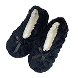 Generisch Hausschuhe Damen Winter Plüsch Pantoffeln Ballerina Hausschuhe Lammfell rutschfeste...