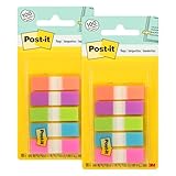 Post-it Index Haftstreifen, Mini, Verschiedene Neonfarben, 11.9 mm x 43.2 mm, 100 Haftstreifen -...