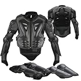 JUSTDOLIFE 5 Stück Motorrad Schutz Jacke, Kinder Motorrad rüstung mit Knieschoner Ellbogenschoner...
