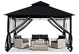 ABCCANOPY 3.35x3.35m Gartenpavillon für Terrasse Doppeldachweichdach Garten Hinterhof-Pavillon mit...