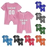 Personalisierter Baby Body, Personalisierter Kurzarm-Baby-Jersey in Unifarben mit Namen/Nummer/Team,...
