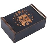 CREATCABIN Tarot Aufbewahrungsboxen Holz Tarot Kartenetui Hexenbox Katze Phasenmond Kartenhalter...
