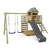 WICKEY Spielturm Klettergerüst Smart Cave mit Schaukel & Rutsche, Outdoor Kinder Kletterturm mit...