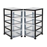 Kreher® Set aus 2 Stück Rollwagen, Bürowagen mit jeweils 4 Schubladen. Aus Kunststoff. Rahmen in...