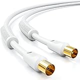 deleyCON 5m TV Antennenkabel Koaxial Kabel HDTV 4-fach Schirmung 2x Ferritkern Mantelstromfilter...