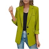 Keepink Damen-Blazer, Größe 34-44, mit offenem Revers vorne, lange Ärmel, Knopfleiste, Cardigan,...