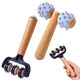 Zasjon Massageroller mit Griff, 2 Stück Massage Roller mit Igelball Massageball, Selbstmassagerolle...