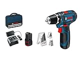 Bosch Professional 12V System Akku Bohrschrauber GSR 12V-15 (inkl. 2x GBA 2.0Ah, Ladegerät,...